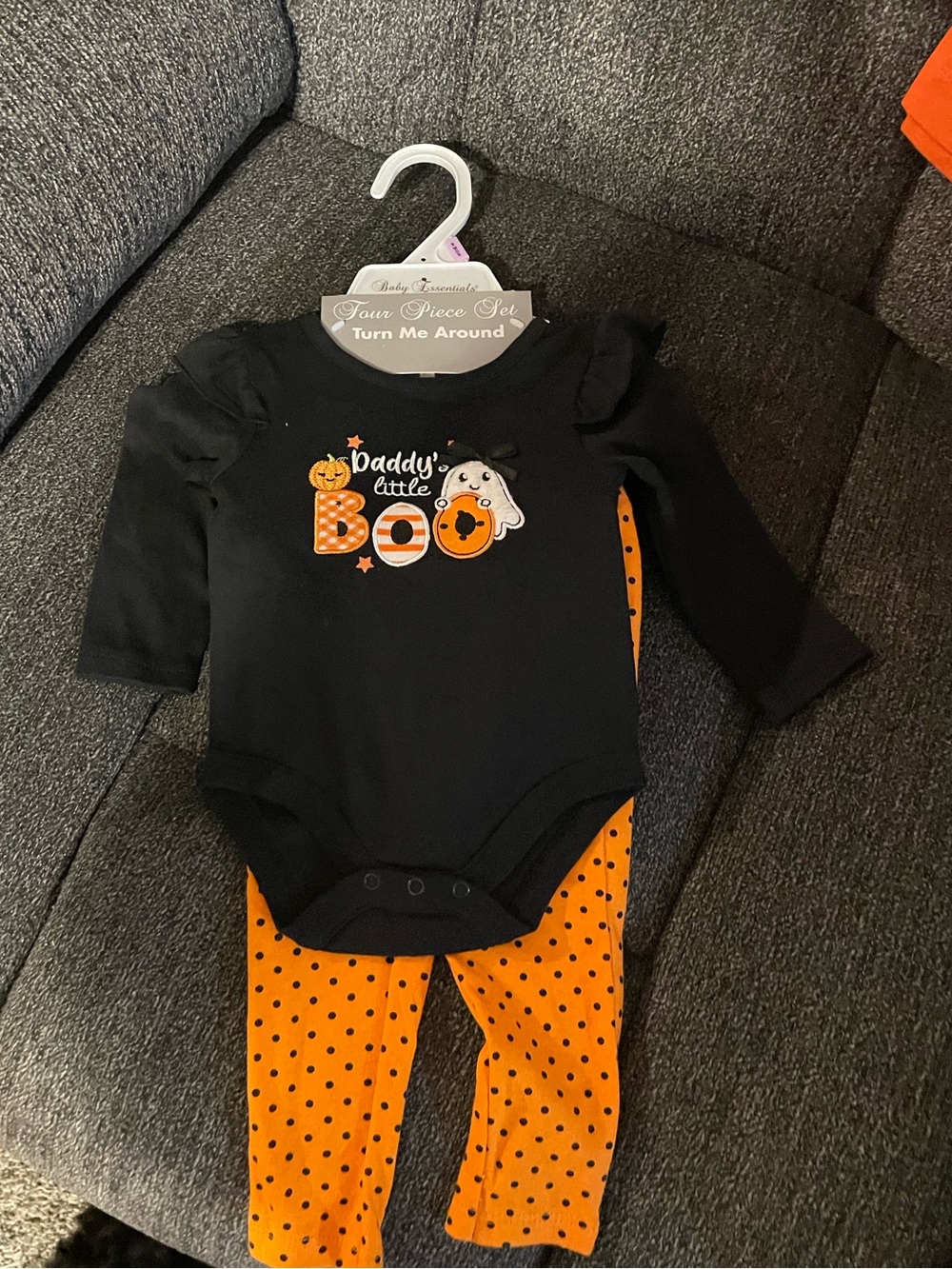 Daddy's Little Boo Black & Orange Baby One-Piece Set